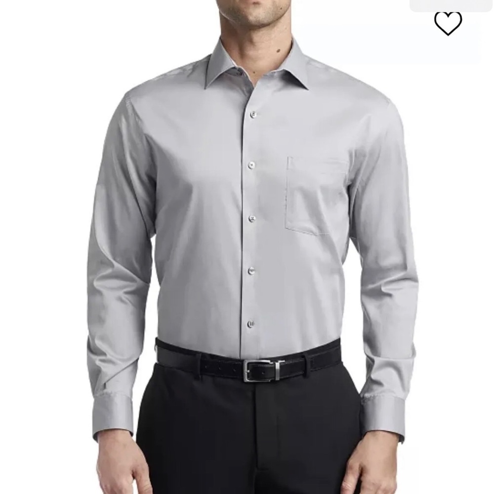 New!! Van Heusen Flex Men's Dress Shirt Fitted Stretch Collar Fitted L 34/35.